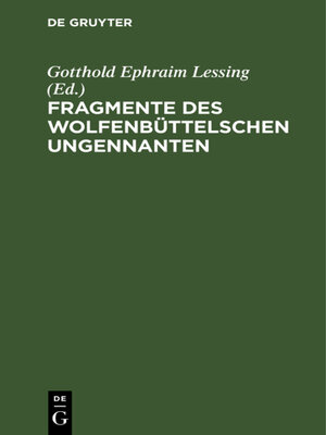 cover image of Fragmente des Wolfenbüttelschen Ungennanten